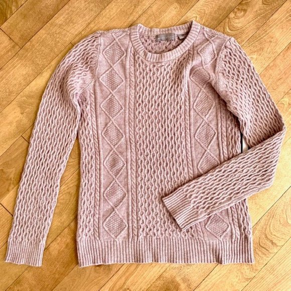 EVOLUTION HEATHER PURPLE CABLE KNIT SPRING SWEATER NEW WITH TAGS SIZE SMALL - Picture 3 of 6